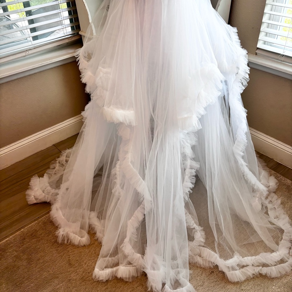 NEW Tulle Maternity Dress for Photoshoot Bridal Robe White NWOT Size L/XL - Picture 7 of 12